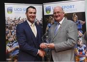 20 March 2018; Stephen Lucey of Limerick accepts his UCD GAA Hall of Fame Award for Hurling from Uachtarán Chumann Lúthchleas Gael John Horan at the UCD GAA Hall of Fame Alumni Dinner 2018 at the UCD Astra Hall in Dublin. Photo by Piaras Ó Mídheach/Sportsfile