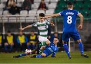 20 March 2018; Aaron Bolger of Shamrock Rovers is tackled by Cian Coleman of Limerick during the SSE Airtricity League Premier Division match between Shamrock Rovers and Limerick at Tallaght Stadium in Dublin. Photo by Harry Murphy/Sportsfile