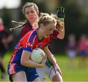 20 April 2018; Fodhla Houlihan of ISK, Killorgin, Kerry in action against Kaioni Tuipulotu of Loreto, Cavan during the Lidl All Ireland Post Primary School Junior A Final match between ISK, Killorgin, Kerry and Loreto, Cavan at St. Rynagh's in Banagher, Co. Offaly. Photo by Matt Browne/Sportsfile