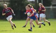 20 April 2018; Roisin Griffin of ISK, Killorgin, Kerry in action against Darcey Beck of Loreto, Cavan during the Lidl All Ireland Post Primary School Junior A Final match between ISK, Killorgin, Kerry and Loreto, Cavan at St. Rynagh's in Banagher, Co. Offaly. Photo by Matt Browne/Sportsfile