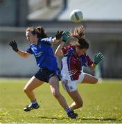 21 April 2018; Mairead Bennett of St Brigids, S.S, Killarney in action against Chellene Trill of Coláiste Bhaile Chláir, Claregalway during the Lidl All Ireland Post Primary School Junior B Final match between St Brigids, S.S, Killarney and Coláiste Bhaile Chláir, Claregalway, Galway at Mick Neville Park in Rathkeale, Limerick. Photo by Matt Browne/Sportsfile