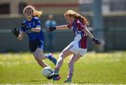21 April 2018; Shauna Brennan of Coláiste Bhaile Chláir, Claregalway scores the first goal against St Brigids, S.S, Killarney during the Lidl All Ireland Post Primary School Junior B Final match between St Brigids, S.S, Killarney and Coláiste Bhaile Chláir, Claregalway, Galway at Mick Neville Park in Rathkeale, Limerick. Photo by Matt Browne/Sportsfile