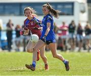 21 April 2018; Treasa O'Sullivan of St Brigids, S.S, Killarney in action against Edel Flattery of Coláiste Bhaile Chláir, Claregalway during the Lidl All Ireland Post Primary School Junior B Final match between St Brigids, S.S, Killarney and Coláiste Bhaile Chláir, Claregalway, Galway at Mick Neville Park in Rathkeale, Limerick. Photo by Matt Browne/Sportsfile