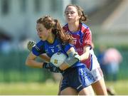 21 April 2018; Mairead Bennett of St Brigids, S.S, Killarney in action against Leah Tunney of Coláiste Bhaile Chláir, Claregalway during the Lidl All Ireland Post Primary School Junior B Final match between St Brigids, S.S, Killarney and Coláiste Bhaile Chláir, Claregalway, Galway at Mick Neville Park in Rathkeale, Limerick. Photo by Matt Browne/Sportsfile