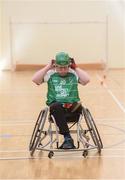 21 April 2018; Sean Bennett of Leinster adjusts his helmet before the Round One of the M. Donnelly GAA Wheelchair Hurling League match between Connacht and Leinster at Holy Rosary College in Mountbellew, Galway. Photo by Piaras Ó Mídheach/Sportsfile