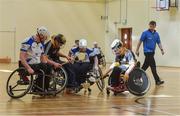 21 April 2018; Action from Round One of the M. Donnelly GAA Wheelchair Hurling League match between Connacht and Ulster at Holy Rosary College in Mountbellew, Galway. Photo by Piaras Ó Mídheach/Sportsfile
