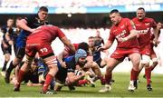 21 April 2018; Scott Fardy of Leinster goes over to score his side's fourth try during the European Rugby Champions Cup Semi-Final match between Leinster Rugby and Scarlets at the Aviva Stadium in Dublin. Photo by Sam Barnes/Sportsfile