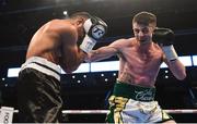 21 April 2018; Tyrone McCullagh, right, in action against Elvis Guillen during their featherweight bout at the Boxing in SSE Arena Belfast event in Belfast. Photo by David Fitzgerald/Sportsfile
