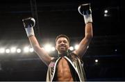 21 April 2018; Sam Maxwell celebrates after defeating Michael Isaac Carrero in their super-lightweight bout at the Boxing in SSE Arena Belfast event in Belfast. Photo by David Fitzgerald/Sportsfile