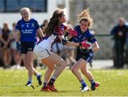 21 April 2018; Isabelle Murphy of St Brigids, S.S, Killarney in action against Edel Flattery of Coláiste Bhaile Chláir, Claregalway during the Lidl All Ireland Post Primary School Junior B Final match between St Brigids, S.S, Killarney and Coláiste Bhaile Chláir, Claregalway, Galway at Mick Neville Park in Rathkeale, Limerick. Photo by Matt Browne/Sportsfile
