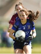 21 April 2018; Mairead Bennett of St Brigids, S.S, Killarney in action against Leah Tunney of Coláiste Bhaile Chláir, Claregalway during the Lidl All Ireland Post Primary School Junior B Final match between St Brigids, S.S, Killarney and Coláiste Bhaile Chláir, Claregalway, Galway at Mick Neville Park in Rathkeale, Limerick. Photo by Matt Browne/Sportsfile