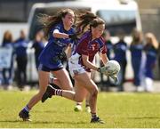 21 April 2018; Chellene Trill of Coláiste Bhaile Chláir, Claregalway in action against Treasa O'Sullivan of St Brigids, S.S, Killarney during the Lidl All Ireland Post Primary School Junior B Final match between St Brigids, S.S, Killarney and Coláiste Bhaile Chláir, Claregalway, Galway at Mick Neville Park in Rathkeale, Limerick. Photo by Matt Browne/Sportsfile