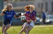 21 April 2018; Kate Slevin of Coláiste Bhaile Chláir, Claregalway in action against St Brigids, S.S, Killarney during the Lidl All Ireland Post Primary School Junior B Final match between St Brigids, S.S, Killarney and Coláiste Bhaile Chláir, Claregalway, Galway at Mick Neville Park in Rathkeale, Limerick. Photo by Matt Browne/Sportsfile