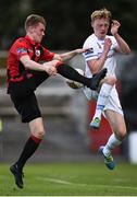 21 April 2018; Adam O'Connor of Longford Town in action against Liam Scales of UCD during the SSE Airtricity League First Division match between Longford Town and UCD at the City Calling Stadium in Lissanurlan, Longford. Photo by Harry Murphy/Sportsfile