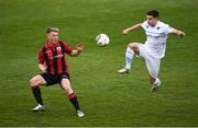 21 April 2018; Daniel O'Reilly of Longford Town in action against Daire O'Connor of UCD during the SSE Airtricity League First Division match between Longford Town and UCD at the City Calling Stadium in Lissanurlan, Longford. Photo by Harry Murphy/Sportsfile