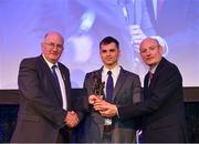 21 April 2018; AIB GAA Club Footballer of the year Liam Silke of Corofin is presented with his award by Uachtarán Chumann Lúthchleas Gael John Horan, left, and Denis O'Callaghan, Head of AIB Retail Banking at the AIB GAA Club Player Awards at Croke Park in Dublin. Photo by Eóin Noonan/Sportsfile