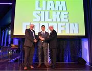 21 April 2018; AIB GAA Club Footballer of the year Liam Silke of Corofin is presented with his award by Uachtarán Chumann Lúthchleas Gael John Horan, left, and Denis O'Callaghan, Head of AIB Retail Banking at the AIB GAA Club Player Awards at Croke Park in Dublin. Photo by Eóin Noonan/Sportsfile