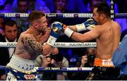 21 April 2018; Carl Frampton, left, in action against Nonito Donaire during their Vacant WBO Interim World Featherweight Championship bout at the SSE Arena in Belfast. Photo by Ramsey Cardy/Sportsfile
