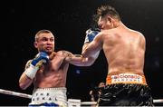 21 April 2018; Carl Frampton, left, in action against Nonito Donaire during their Vacant WBO Interim World Featherweight Championship bout at the Boxing in SSE Arena Belfast event in Belfast. Photo by David Fitzgerald/Sportsfile