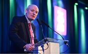 21 April 2018; Denis O'Callaghan, Head of AIB Retail Banking, speaking at the AIB GAA Club Player Awards at Croke Park in Dublin. Photo by Sam Barnes/Sportsfile