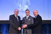 21 April 2018; Adrian Breen of Na Piarsaigh is presented with his award by Uachtarán Chumann Lúthchleas Gael John Horan and Denis O'Callaghan, Head of AIB Retail Banking at the AIB GAA Club Player Awards at Croke Park in Dublin. Photo by Eóin Noonan/Sportsfile