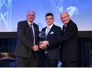21 April 2018; Michael Casey of Na Piarsaigh is presented with his award by Uachtarán Chumann Lúthchleas Gael John Horan and Denis O'Callaghan, Head of AIB Retail Banking at the AIB GAA Club Player Awards at Croke Park in Dublin. Photo by Eóin Noonan/Sportsfile