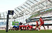 21 April 2018; A general view of a scrum during the European Rugby Champions Cup Semi-Final match between Leinster Rugby and Scarlets at the Aviva Stadium in Dublin. Photo by Sam Barnes/Sportsfile