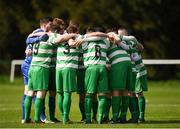 22 April 2018; Firhouse Clover team huddle ahead of the Irish Daily Mail FAI Senior Cup Qualifying Round match between Dublin Bus and Firhouse Clover at Coldcut Park in Palmerstown, Dublin. Photo by Eóin Noonan/Sportsfile