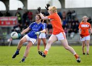 22 April 2018; Mairéad Morrissey of Tipperary in action against Rebecca O'Reilly of Armagh during the Lidl Ladies Football National League Division 2 semi-final match between Tipperary and Armagh at Coralstown Kinnegad GAA in Kinnegad, Westmeath. Photo by Piaras Ó Mídheach/Sportsfile