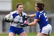 22 April 2018; Keeley Corbett of Waterford is tackled by Sinead Greene of Cavan during the Lidl Ladies Football National League Division 2 semi-final match between Waterford and Cavan at St Brendan's Park in Birr, Offaly. Photo by Ramsey Cardy/Sportsfile