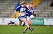 22 April 2018; Katie Murray of Waterford in action against Donna English of Cavan during the Lidl Ladies Football National League Division 2 semi-final match between Waterford and Cavan at St Brendan's Park in Birr, Offaly. Photo by Ramsey Cardy/Sportsfile