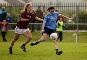22 April 2018; Sinéad Aherne of Dublin in action against Sinéad Burke of Galway during the Lidl Ladies Football National League Division 1 semi-final match between Dublin and Galway at Coralstown Kinnegad GAA in Kinnegad, Westmeath. Photo by Piaras Ó Mídheach/Sportsfile