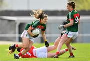 22 April 2018; Danielle Caldwell of Mayo beats the tackle by Shauna Kelly of Cork during the Lidl Ladies Football National League Division 1 semi-final match between Cork and Mayo at St Brendan's Park in Birr, Offaly. Photo by Ramsey Cardy/Sportsfile