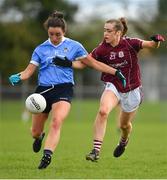 22 April 2018; Niamh McEvoy of Dublin in action against Caitriona Cormican of Galway during the Lidl Ladies Football National League Division 1 semi-final match between Dublin and Galway at Coralstown Kinnegad GAA in Kinnegad, Westmeath. Photo by Piaras Ó Mídheach/Sportsfile