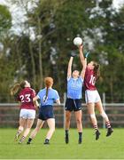 22 April 2018; Niamh McEvoy of Dublin, supported by team-mate Lauren Magee, in action against Aine McDonagh of Galway, supported by team-mate Caitriona Cormican, during the Lidl Ladies Football National League Division 1 semi-final match between Dublin and Galway at Coralstown Kinnegad GAA in Kinnegad, Westmeath. Photo by Piaras Ó Mídheach/Sportsfile