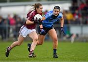 22 April 2018; Caitriona Cormican of Galway in action against Olwen Carey of Dublin during the Lidl Ladies Football National League Division 1 semi-final match between Dublin and Galway at Coralstown Kinnegad GAA in Kinnegad, Westmeath. Photo by Piaras Ó Mídheach/Sportsfile