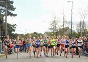 22 April 2018; A general view of the start of the Senior women's relay event during the Irish Life Health National Road Relay Championships at Raheny in Dublin. Photo by Eóin Noonan/Sportsfile