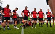 22 April 2018; Munster players including Jack O’Donoghue, Conor Murray, Billy Holland, JJ Hanrahan, Stephen Archer, and Ian Keatley after the European Rugby Champions Cup semi-final match between Racing 92 and Munster Rugby at the Stade Chaban-Delmas in Bordeaux, France. Photo by Diarmuid Greene/Sportsfile