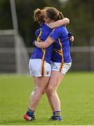 22 April 2018; Tipperary's Niamh Lonergan, left, and Emma Buckley celebrate after the Lidl Ladies Football National League Division 2 semi-final match between Tipperary and Armagh at Coralstown Kinnegad GAA in Kinnegad, Westmeath. Photo by Piaras Ó Mídheach/Sportsfile