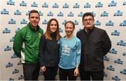 22 April 2018; Third place female Claire Sullivan, second from right, pictured with, from left, Declan Byrne, Managing Director of TITAN Experience, Caroline Donellan, Head of Marketing at KBC and John Foley, CEO of Athletics Ireland following the KBC Night Run on North Wall Quay in Dublin. Photo by David Fitzgerald/Sportsfile