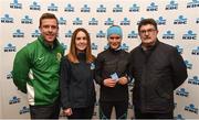 22 April 2018; Second place female Petra Fasungova, second from right, pictured with, from left, Declan Byrne, Managing Director of TITAN Experience, Caroline Donellan, Head of Marketing at KBC and John Foley, CEO of Athletics Ireland following the KBC Night Run on North Wall Quay in Dublin. Photo by David Fitzgerald/Sportsfile