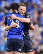 21 April 2018; Joey Carbery and Nick McCarthy of Leinster celebrate after the European Rugby Champions Cup Semi-Final match between Leinster Rugby and Scarlets at the Aviva Stadium in Dublin. Photo by Brendan Moran/Sportsfile