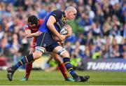 21 April 2018; Devin Toner of Leinster is tackled by Leigh Halfpenny of Scarlets during the European Rugby Champions Cup Semi-Final match between Leinster Rugby and Scarlets at the Aviva Stadium in Dublin. Photo by Brendan Moran/Sportsfile
