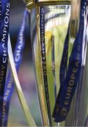 21 April 2018; A detail view of the European Rugby Champions trophy prior to the European Rugby Champions Cup Semi-Final match between Leinster Rugby and Scarlets at the Aviva Stadium in Dublin. Photo by Brendan Moran/Sportsfile