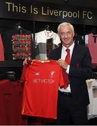 23 April 2018; Ian Rush presents the new Liverpool training kit during a visit to the Liverpool FC Store at the Ilac Centre, in Dublin. Photo by Harry Murphy/Sportsfile