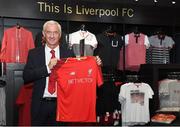 23 April 2018; Ian Rush presents the new Liverpool training kit during a visit to the Liverpool FC Store at the Ilac Centre, in Dublin. Photo by Harry Murphy/Sportsfile