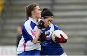 22 April 2018; Aisling Doonan of Cavan is tackled by Kelly Ann Hogan of Waterford during the Lidl Ladies Football National League Division 2 semi-final match between Waterford and Cavan at St Brendan's Park in Birr, Offaly. Photo by Ramsey Cardy/Sportsfile