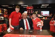 23 April 2018; Ian Rush poses for a picture with Jamie, left, and Shane Tobin during a visit to the Liverpool FC Store at the Ilac Centre, in Dublin. Photo by Harry Murphy/Sportsfile