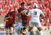 22 April 2018; Conor Murray of Munster is tackled by Maxime Machenaud of Racing 92 during the European Rugby Champions Cup semi-final match between Racing 92 and Munster Rugby at the Stade Chaban-Delmas in Bordeaux, France. Photo by Diarmuid Greene/Sportsfile