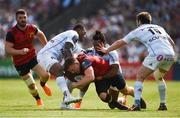 22 April 2018; Andrew Conway of Munster is tackled by Virimi Vakatawa, Teddy Thomas, and Louis Dupichot of Racing 92 during the European Rugby Champions Cup semi-final match between Racing 92 and Munster Rugby at the Stade Chaban-Delmas in Bordeaux, France. Photo by Diarmuid Greene/Sportsfile